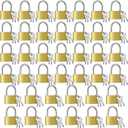 Yaocom Solid Brass Keyed Padlock, Small Padlocks Keyed Alike Yellow Gym Lock, Strong Padlock with Key for Luggage Toolbox(40 Pcs,30 mm)