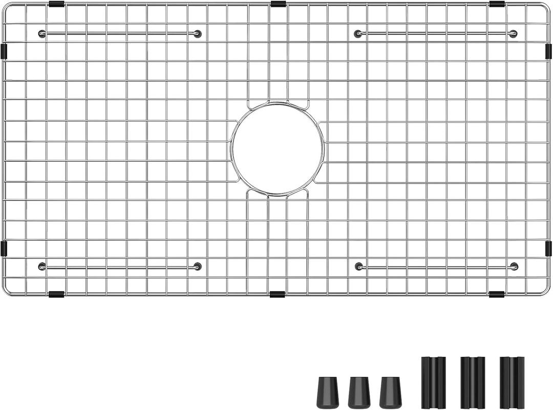 Sink Bottom Grid 29-1/2" X 15-9/16", Centered Drain with Corner Radius 3/8", Sink Protector