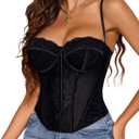Avidlove Corset Tops for Women Lace Bustier Top Underwire Sexy Halloween Exotic Slim Fit Bralette (Black, M)