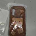 TUFTA Kawaii 3D Teddy Bear Phone Case for Samsung Galaxy a15  (with Retractable Phone Stand & Grip) Cute Girly Cartoon Soft Silicone Phone Cover for Girls, Kids, Teens, and Women, Brown 