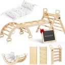 BlueWood Pikler Triangle Set With Cushion, Foldable Toddler Climbing Toys, Medium