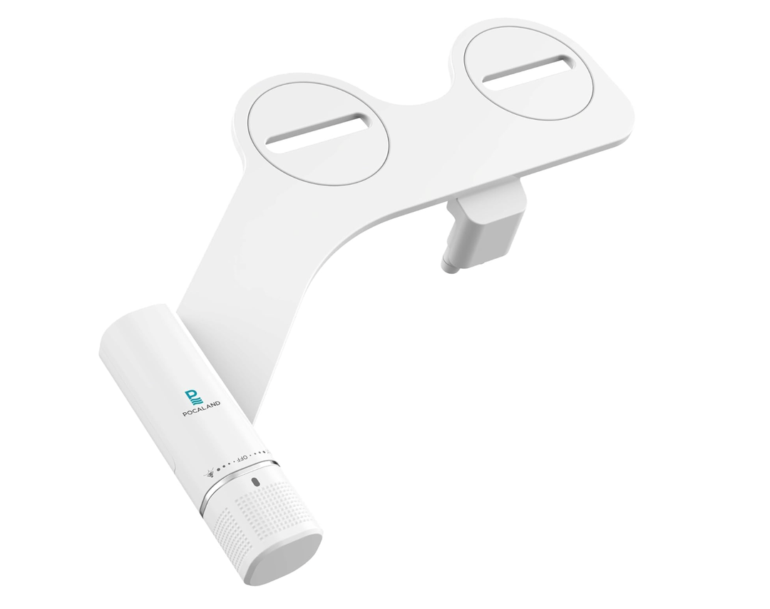 UltraSlim Bidet Attachment, NonElectric Bidet Attachment, Adjustable Fresh Cold Water Pressure, Stainless Steel Inlet (White)