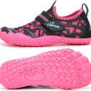 UBFEN Water Shoes for Kids Boys Girls Aqua Socks Barefoot Beach Sports Swim Pool Quick Dry Lightweight Toddler Little Big Kid A Pink, Siz 11.5 Little Kid
