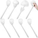 Eaasty Toilet Bowl Mop Toilet Bowl Brush White Soft Swab Bathroom Brush with Holder Long Handle Cleaning Scrubber Bathroom Accessories(8 Pcs)