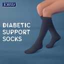 JOBST SensiFoot Diabetic Compression Socks for Men and Women 8-15 mmHg with Seamless Toe and Moisture Management - Extra Padding in Toe, Foot, and Heel Area - Knee High - Closed Toe - Navy, X-Large