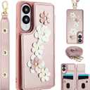 for Galaxy S25 Edge Case with Wallet, Magnetic Snap Flip Leather Cover with Flower Design Credit Card Holder Stand Wristband，Galaxy S25 Edge Protective Phone Case for Women
