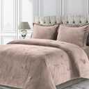 Tribeca Living Velvet Duvet Cover Queen Oversized 3 Piece Set with 2 Shams, 260-GSM Luxury Plush Velvet Duvet Cover with Microfiber Reverse in Venice Taupe Color