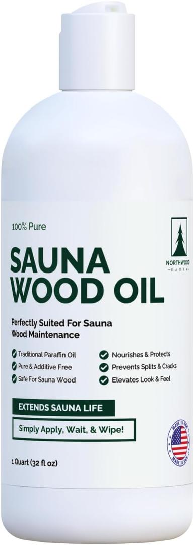 Northwood Sauna - Sauna Wood Oil - 100% Pure Paraffin Oil - Traditional Sauna Sealer - 1 Quart (32 Fl Oz)