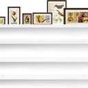 Picture Shelves for Wall,Long Floating Ledge Set of 4,Narrow Large Wood Rustic Photo Frames Vinyl Record Storage Display Nursery Kids Bookshelf Decor for Living Room Bedroom Kitchen,47'',White