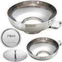 Kalave Canning Funnel, Food Grade Stainless Steel Canning Funnels with Strainer, Wide Mouth Funnels for Kitchen Use, Canning Supplies Kit for Wide and Regular Mason Jars - 3 Pack (Small and Large)