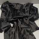 HYPERFIRE Women's Elegant Satin Off The Shoulder Long Sleeve Mini Dress Tie Back Wedding Cocktail Dresses (Black) Small