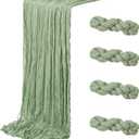 4 Pack Sage Green Cheesecloth Table Runner 20 x 120 inch Gauze Table Runners 10 FT Long,Semi Sheer Boho Cheese Cloth Fabric Table Runner Bulk for Wedding,Party,Baby Shower,Bridal Shower Decoration