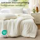 Love's cabin Full Size Comforter Set Beige, 3-Piece 90% Polyester 10% Linen Blend Bedding Set, Linen-Look Textured Stripe, Down Alternative All-Season Comforter with Pillow Shams | Soft, Breathable, Lightweight
