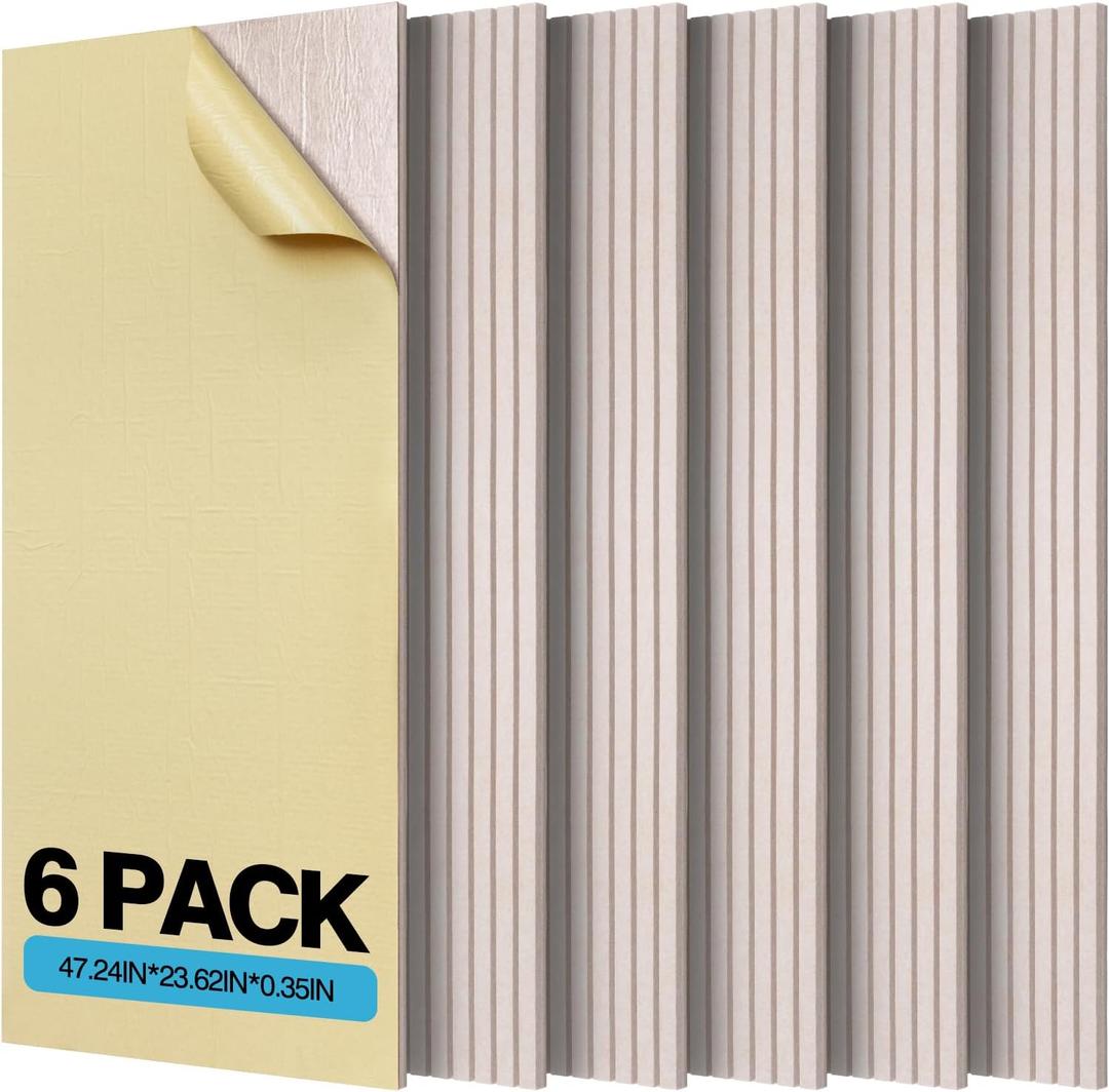 Large Acoustic Panels, 47.2" X 23.6" X 0.35" Soundproof Wall Panel, Self-Adhesive Decorative Sound Proof Panels, High Density Absorbing Acoustic Treatment (Camel, 6 Pack)