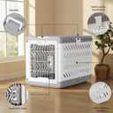 Collapsible Dog Crate for Large/Medium Dogs - 36" L Foldable Dog Cage No-Tool Assembly, Travel Dog Crate with 2 Wheels - Easy to Carry, Space-Saving, Indoor Outdoor Use, Grey, 36.4"L x 22.8"W x 25.8"H