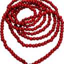 16 Feet Christmas Wood Bead Garland Wooden Bead Garland for Christmas Tree Holiday Decoration (Red)
