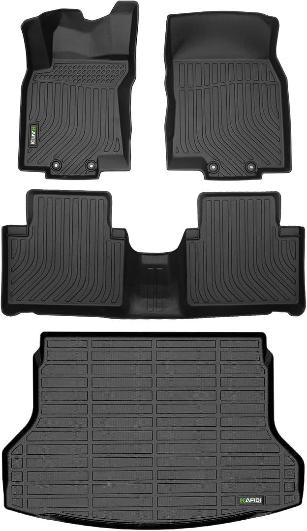 HAFIDI Floor Mats & Cargo Liner Set Fit for 2014-2020 Nissan Rogue (Not Sport) All Weather Protection TPE Anti-Slip Automotive Full Set Floor Liners Custom Accessories - Black
