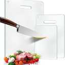 3 Pack Glass Cutting Boards for Kitchen Counter, Clear Tempered Glass Cutting Board Set with Handle (16"x12" & 12"x8" & 9"x6"), Scratch Resistant, Dishwasher Safe, Non-toxic, Easy to Clean