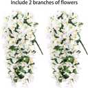 Faux Bougainvillea Artificial Flowers for Outdoors Fake Plants Outside Decoration, 2 PCS White Faux Flowers UV Resistant Look Real Silk Long Trailing Vines for Front Door Porch Planter Patio Garden
