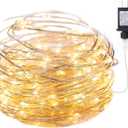 Fairy Lights Plug in, 33Ft 100 LEDs Waterproof Silver Wire Firefly Lights, Adaptor Included, Starry String Lights for Wedding Indoor Outdoor Christmas Patio Garden Decoration, Warm White