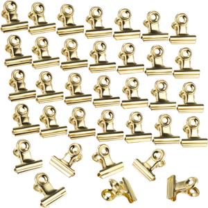 Boao 100 Pieces Mini Metal Clips Hinge Clips for Photos, Maps, Drawings, Art Work, Papers, Price Tag, 0.87 Inch (Light Gold)