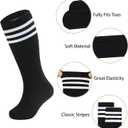 Zando Kids Soccer Socks Youth Baseball Football Softball Cotton Uniform Girls Knee High Socks (3-6 Years, Black/Hot Pink/Pink)