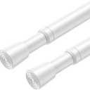 AIZESI 2 Pack Spring Tension Curtain Rod 32 to 58 inch Adjustable Curtain Rods No Drilling Expandable Spring Loaded Curtain Rod for Windows Doors Kitchen Curtains, White