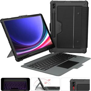 Nillkin for Samsung Galaxy Tab S10 Plus/S9 Plus Case with Keyboard, Multi-Touch Trackpad, Detachable Backlit Keyboard Case with Slide Camera Cover and Pencil Holder for Samsung Tablet S9+/S10+ 12.4"