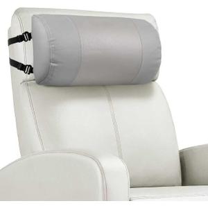 Neck Pillow for Recliner, Non-Slip Recliner Headrest Pillow with Adjustable Strap, Leather Neck Support Chair Headrest Cushion for Office, Couch, Car, Travel, Airplane, Pain Relief(Light Gray)