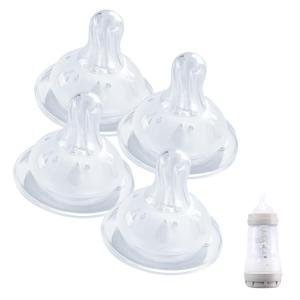 4 Pack Bottle Nipples Compatible with Mam Bottle, Soft Silicone Nipples for Bottle, Fit for MAM Bottles, Medium Flow, 3+ Months
