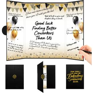 Roetyce Coworker Farewell Decorations, Black Gold Good Luck Finding Better Coworkers Than Us Guest Book Jumbo Card, Farewell Signature Board Gift, Going Away/Goodbye Party Supplies for Job Change