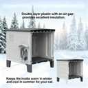 Weatherproof Outdoor Insulated Cat House for Feral Cat, Plastic Elevated Cat Shelter with Escape Door, Easy Assemble, Expansive Interior, Grey 27.0" L x 27.0" W x 21.0" H
