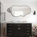 Large Irregular Mirror, 52"x25.5" Asymmetrical Frameless Mirror for Wall, Modern Abstract Wall Mirrors for Living Room Bathroom Bedroom Hallway Entryway, Hangs Vertically or Horizontally