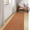 Collive Long Hallway Runner Rug 2.6' x 10', Washable Runner Indoor Entryway Rug, Terracotta Braided Woven Kitchen Runner Rugs Low-Profile Front Door Floor Carpet for Laundry Room Bedroom