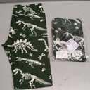 Lularoe Tall Curvy (TC fits Sizes 12-18) Dinosaur Skeletons Bones Green White Buttery Soft Adult Leggings, 2 Pack