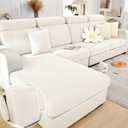 Yoovat Couch Cushion Covers for Sofa Couch Covers Wear-Resistant Universal Sofa Cover Washable Stretch for Sectional Slipcovers (Texture-Cream White,Large Double Seat Cover)