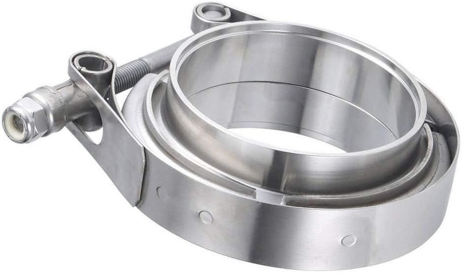 LECWOF V Band Clamp 2.25" Whole Stainless Steel 2 1/4 V Band Clamp Kit 2.25 v band clamp Downpipes Assembly Male Female Flanges (2.25" With Flanges)