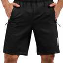 Hioutdoor Mens Shorts Waterproof Quick Dry Slim Fit Athletic Running Gym Training Zipper Pockets for Basketball Tennis Hiking Workout Swim Trunks Black 2XL (Black, XXL)