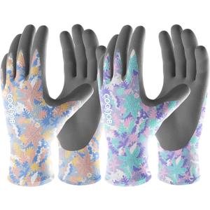 COOLJOB 6 Pairs Colorful Gardening Gloves for Women Ladies, Breathable Rubber Coated for Yard Garden, Outdoor Indoor Protective Work Size S