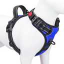 PHOEPET No Pull Dog Harness Medium Reflective Front Clip Vest with Handle,Adjustable 2 Metal Rings 3 Buckles,[Easy to Put on & Take Off](L, Royal Blue)