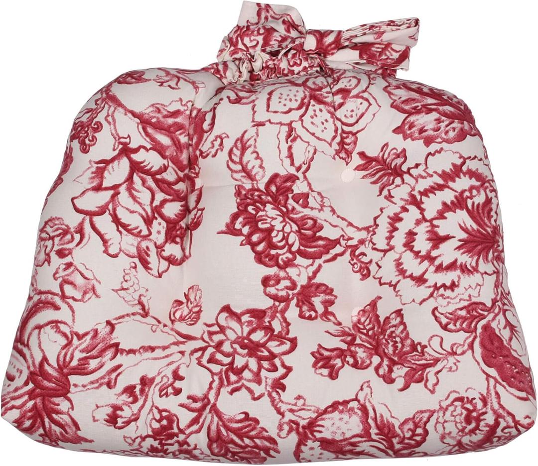 Thomasville At Home Nadine Chair Pad with Ties (Indoor) with Ties, Indoor, Polyester Fiber Fill, Cotton Cover, 17x14, Made in USA, Kitchen/Dining, (1)