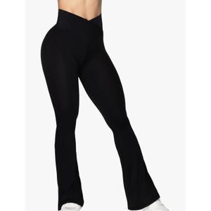 Sunzel Flare Leggings, Crossover Yoga Pants with Tummy Control, High-Waisted and Wide Leg Medium