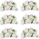 BLOSMON Artificial Flower Balls Wedding Centerpieces 6 Pcs 14.2" Large White Fake Flowers Rose Hydrangea Ball Arrangement Center Pieces for Table Silk Floral Bouquet for Wedding Party Home Decor