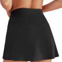DLOODA Womens Skort Tennis Skirt with Pocket Shorts Mini Golf Skirts High Waisted Athletic Skorts Summer Workout (Black, XL)