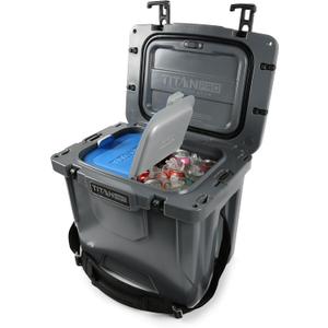 Titan PRO High Performance Ice Chest - 25 Quart Capacity - Hard Cooler with Interior LED Light, Ice Saver Performance Booster and Microban Protection - Granite Gray Titan PRO High Performance Ice Chest - 25 Quart Capacity - Hard Cooler with Interior LED Light, Ice Saver Performance Booster and Microban Protection - Granite Gray