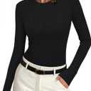 PRETTYGARDEN Crew Neck Long Sleeve Cute Going Out Tops for Women 2026 Casual Basic Slim Fit Womens Pullover Shirts (Black, S)