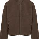 Fleece Jackets Women Causal Long Sleeve Sherpa Jacket Warm Ziper Fuzzy Coat Sweatshirts Trendy with Pockets (Brown, M)