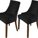 MIFXIN Velvet Wingback Side Chair Covers Slipcover Stretch Washable Sloping Armchair Accent Chair Protector Seat Cover for Dining Room Banquet Home Decor (2 Pack, Black)