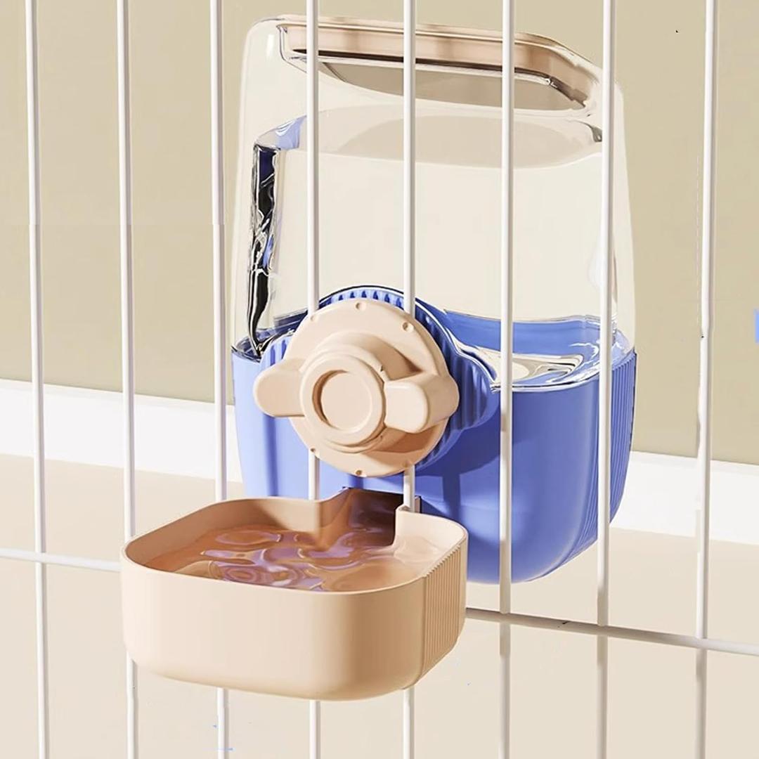 Pet Hanging Automatic Feeders Drinking Bowls 33oz, Siphon Water Feeder No Drip Water Set, Cage Pet Feeding Bowls Dispenser for Cats Dogs Puppy, Rabbit Hamsters Chinchilla Hedgehog(Blue-Pink-Water)