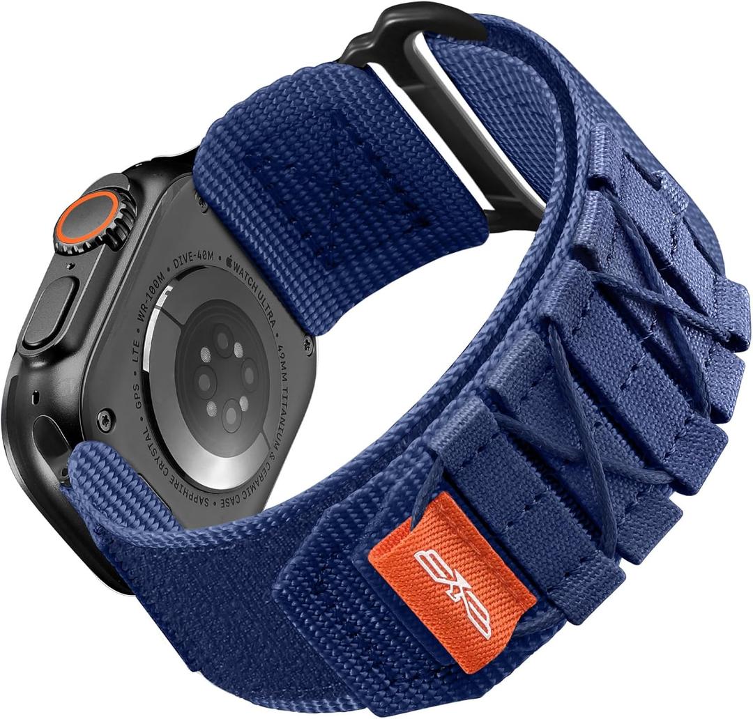 Bandletic Nylon Bands Compatible with Apple Watch Band Ultra 3/Ultra 2 49mm 46mm 45mm 44mm 42mm(Series 3), Rugged Sport Loop Replacement Strap for iWatch Series 11 10 9 8 7 6 5 4 SE 3 2 1, L-Blue